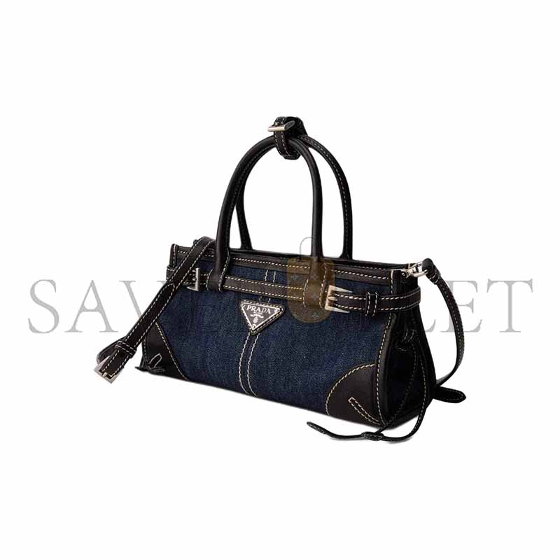 pra*a mini triangular metal logo De*1m tote bag 1ba486 (24*23*9cm)
